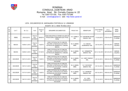 ROMÂNIA CONSILIUL JUDETEAN ARAD Romania, Arad, Str. Corneliu Coposu Nr. 22 Tel