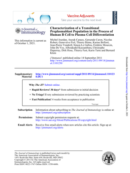 Human B Cell to Plasma Cell Differentiation Preplasmablast