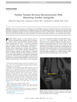 Patellar Tendon Revision Reconstruction with Hamstring Tendon Autografts Edward R