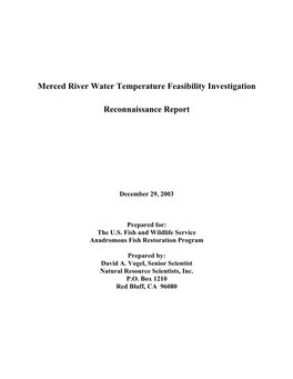 Merced River Water Temperature Feasibility Investigation