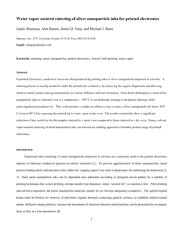 Water Vapor Assisted Sintering of Silver Nanoparticle Inks for Printed Electronics