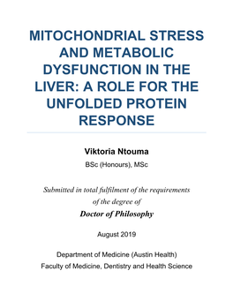 Mitochondrial Stress and Metabolic Dysfunction in the Liver: a Role for the Unfolded Protein