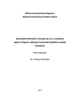 És a Szakállas Agáma (Pogona Vitticeps) Fontosabb Táplálási Eredetű Bántalmai