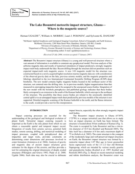 The Lake Bosumtwi Meteorite Impact Structure, Ghana— Where Is the Magnetic Source?