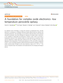 A Foundation for Complex Oxide Electronics -Low Temperature Perovskite Epitaxy ✉ Henrik H