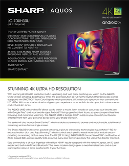 Download the Sharp LC70UH30U Color Brochure
