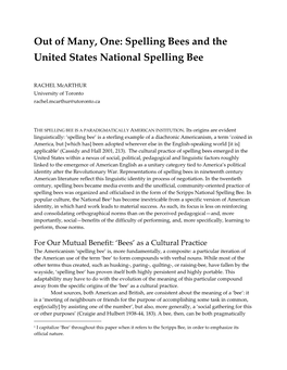 Spelling Bees and the United States National Spelling Bee