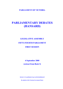 Assembly Parlynet Extract 06 September 2000 from Book 3
