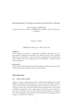 Benchmarking of Bound-Constrained Optimization Software Introduction