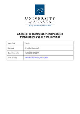 A Search for Thermospheric Composition Perturbations Due to Vertical Winds