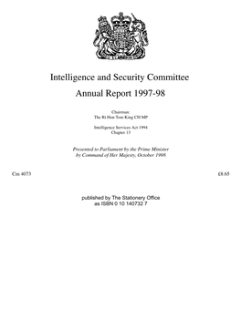 Intelligence and Security Committee Annual Report 1997-98