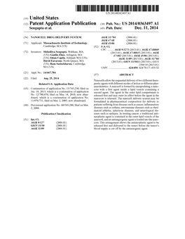 (12) Patent Application Publication (10) Pub. No.: US 2014/0363497 A1 Sengupta Et Al