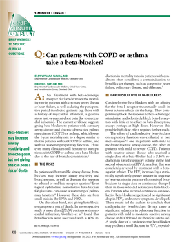 Q:Can Patients with COPD Or Asthma