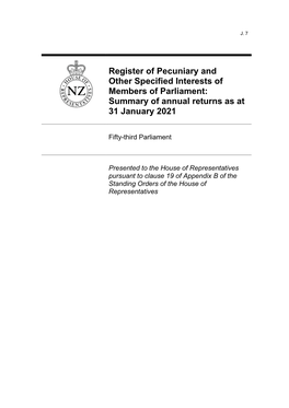 Register of Pecuniary and Other Specified Interests 2021