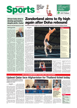 Zonderland Aims to Fly High Again After Doha Rebound