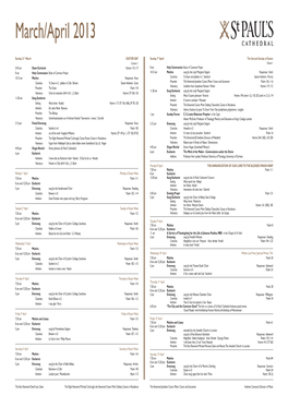 Service Schedule 31 March 2013