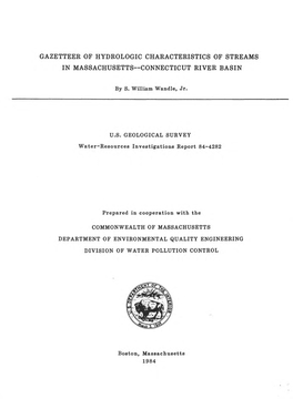 Gazetteer of Hydrologic Characteristics of Streams in Massachusetts Connecticut River Basin