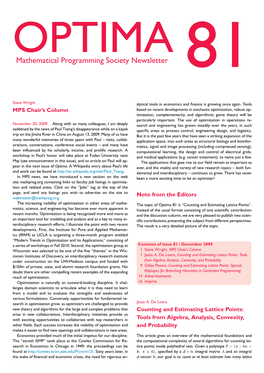 Optima 81 Is “Counting and Estimating Lattice Points”