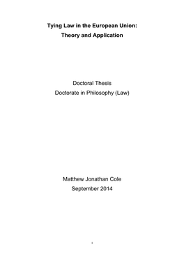 Tying Law in the European Union: Theory and Application Doctoral