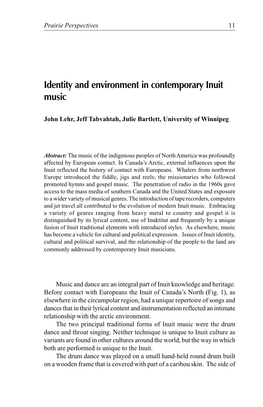 Identity and Environment in Contemporary Inuit Music