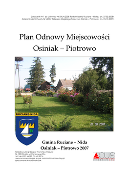 Plan Odnowy Miejscowości Osiniak – Piotrowo