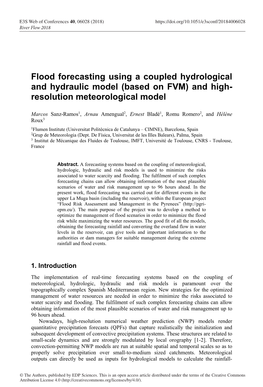 Flood Forecasting Using a Coupled Hydrological and Hydraulic Model (Based on FVM) and High- Resolution Meteorological Model