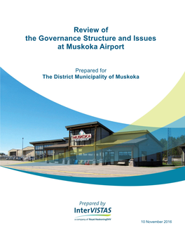 Review of the Governance Structure and Issues at Muskoka Airport