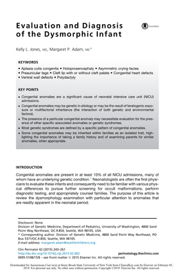 Evaluation and Diagnosis of the Dysmorphic Infant