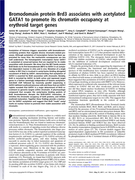 Bromodomain Protein Brd3 Associates with Acetylated GATA1 to Promote