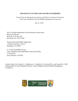 Strategic Plan for Lake Champlain Fisheries