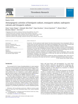 Antiangiogenic Activities of Bemiparin Sodium, Enoxaparin Sodium, Nadroparin Calcium and Tinzaparin Sodium