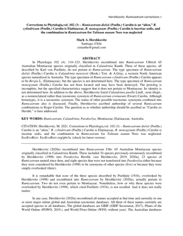 Hershkovitz: Rumicastrum Corrections 1