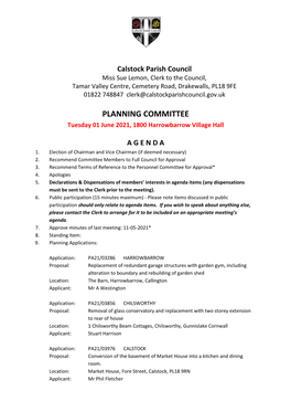 20210601 Planning Committee Agenda