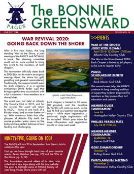 The BONNIE GREENSWARD OUR 95TH YEAR 2019-20 VOL