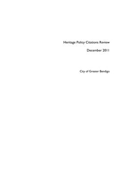 Volume 1 Heritage Policy Citations Review C162 December 2011