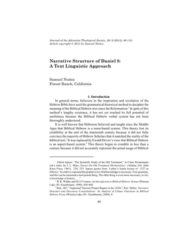 Narrative Structure of Daniel 8: a Text Linguistic Approach