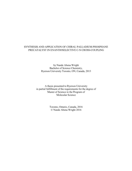 Synthesis and Application of Chiral Palladium-Phosphane Precatalyst in Enantioselective C-N Cross-Coupling