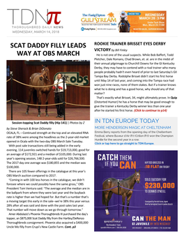 Scat Daddy Filly Leads Way at OBS March (Cont