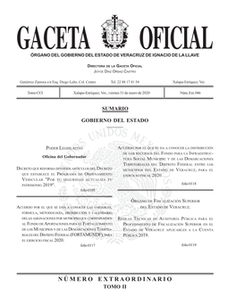 Gaceta Oficial Órgano Del Gobierno Del Estado De Veracruz De Ignacio De La Llave