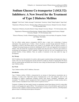 Sodium Glucose Co Transporter 2 (SGLT2) Inhibitors: a New Sword for the Treatment of Type 2 Diabetes Mellitus