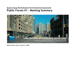 Queens Quay Revitalization Environmental Assessment Public Forum #1 – Meeting Summary