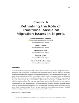 Rethinking the Role of Traditional Media on Migration Issues in Nigeria
