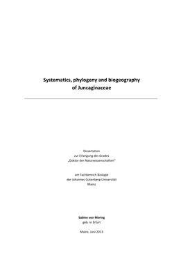 Systematics, Phylogeny and Biogeography of Juncaginaceae