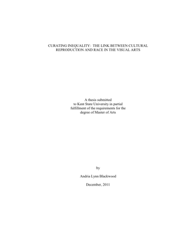 Curating Inequality: the Link Between Cultural Reproduction and Race in the Visual Arts