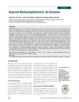 Acquired Methemoglobinemia- an Overview