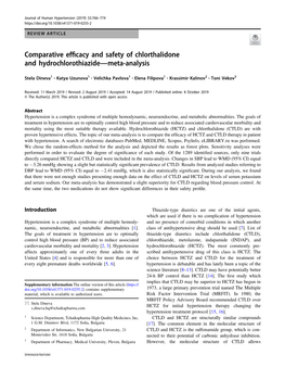 Comparative Efficacy and Safety of Chlorthalidone and Hydrochlorothiazideâ€”Meta-Analysis