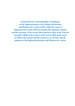 National Review of the Republic of Tajikistan on the Implementation Of