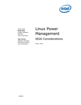 Linux Power Management -- IEGD Considerations