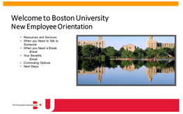 Welcome to Boston University New Employee Orientation