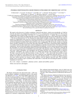 Possible Disintegrating Short-Period Super-Mercury Orbiting Kic 12557548